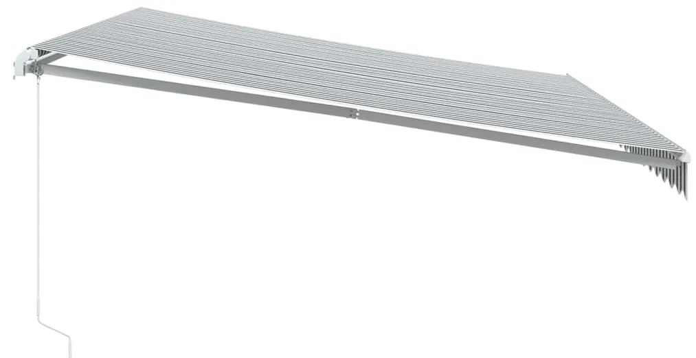 Antracitszürke-fehér LED-es kézi napellenző 500 x 350 cm