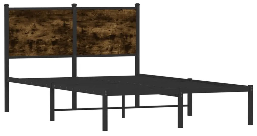 füstös tölgy színű fém ágykeret matrac nélkül 120 x 190 cm