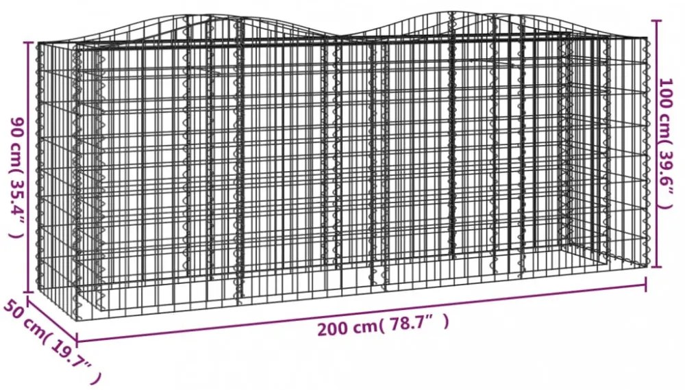 íves horganyzott vas gabion magaságyás 200x50x100 cm