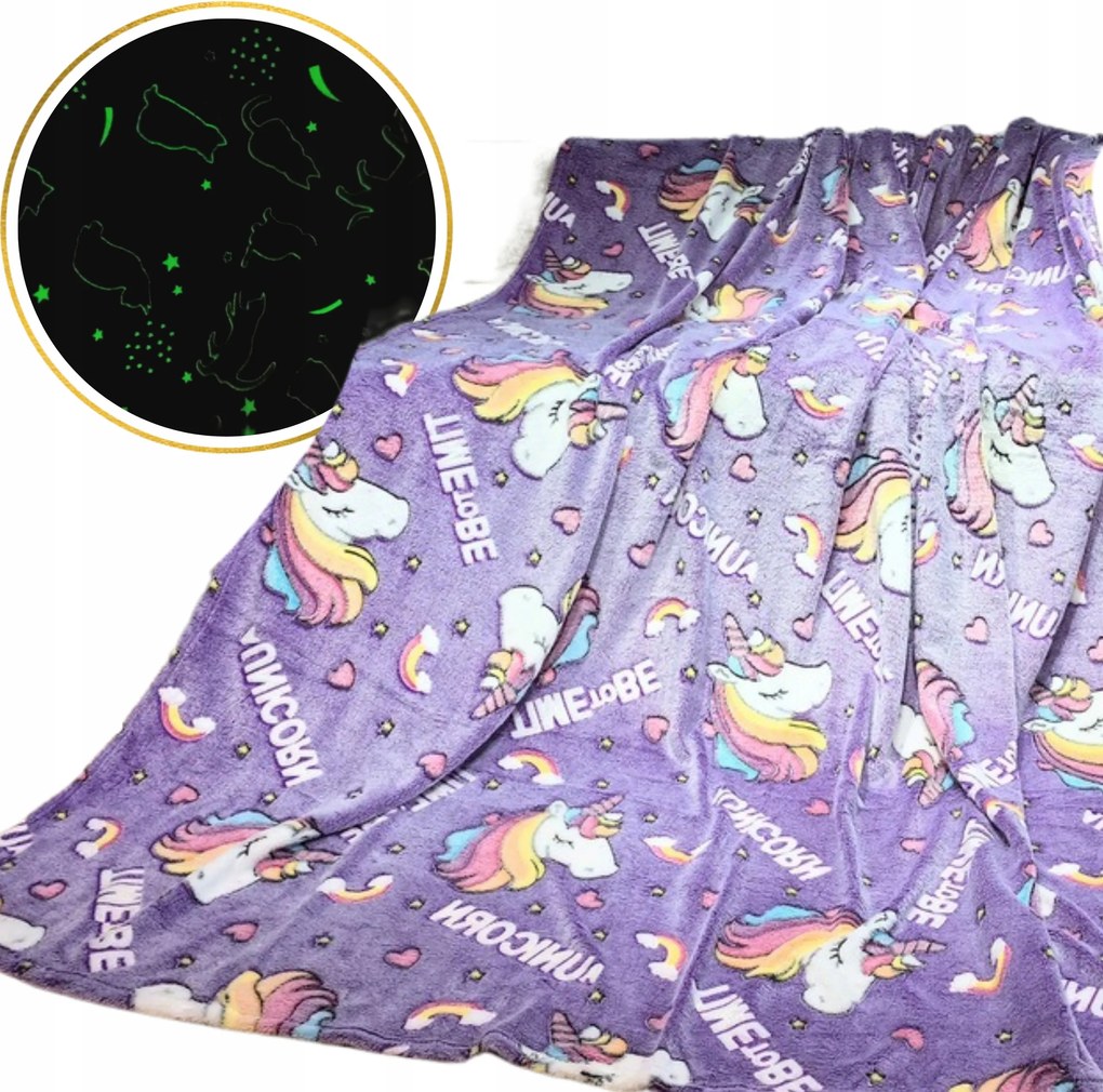 Koc Takaró Gyerek Puha Polár 150X200 Fényes A Sötétben Egyérnű