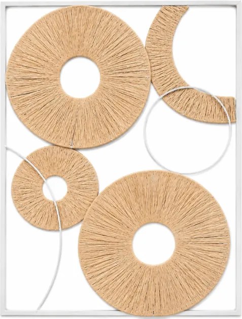 Fali dekoráció CIRCLES fém 48x68 cm, fehér / bézs