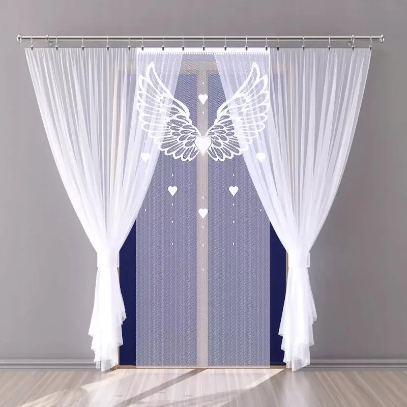 Modern függöny jacquard panel fehér rojtos szárnyak 100x250 cm