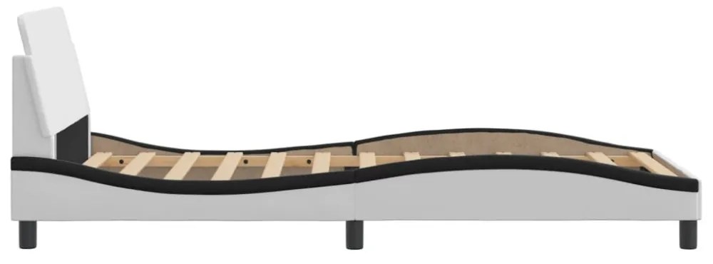 fehér és fekete műbőr ágykeret Dover 100x200 cm