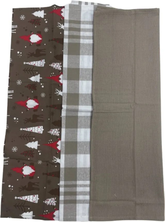 Konyharuhák karácsonyi Christmas barna 45x70cm 3 db TiaHome
