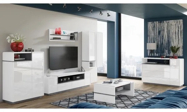 FRED nyitott polcos szekrény, fehér/szürke