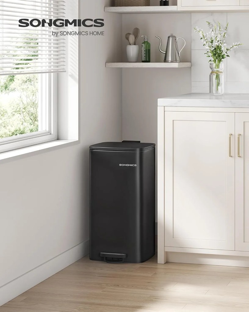 30 literes konyhai szemetes, belső vödörrel, fekete színben