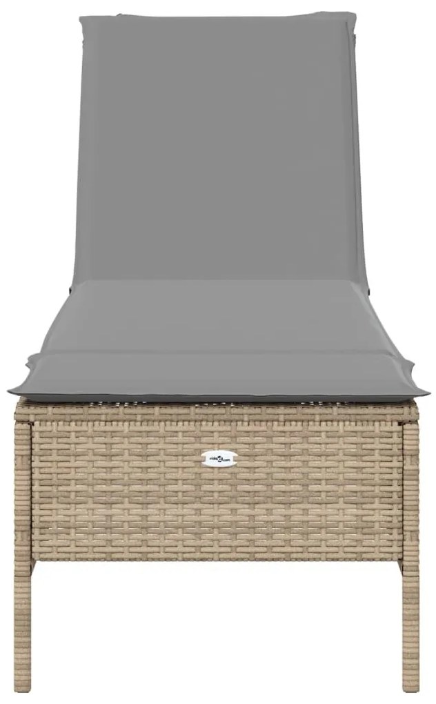 3 részes bézs polyrattan napozóágy szett párnával