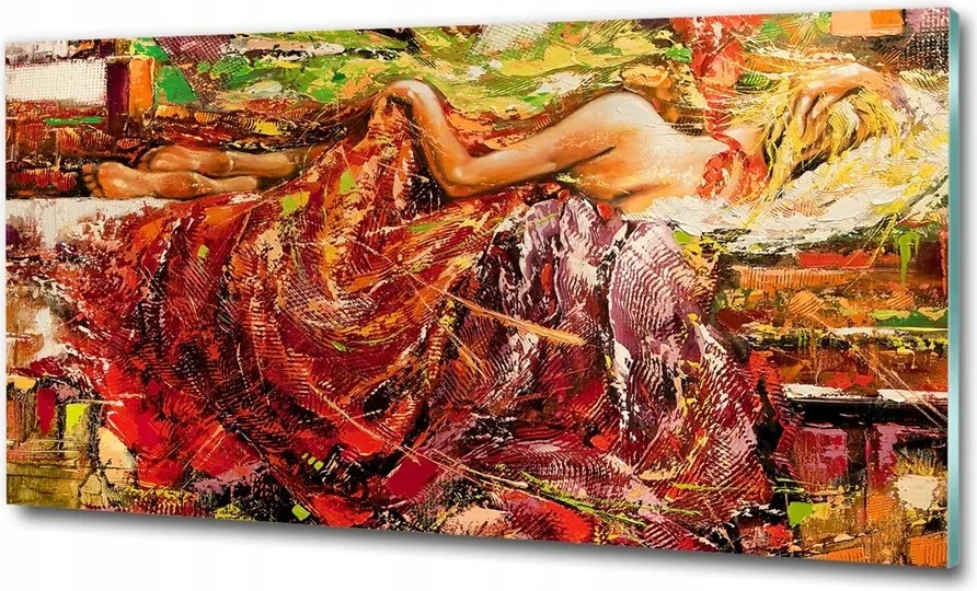 Fotó-kép edzett üveg Alvó nő 100x70