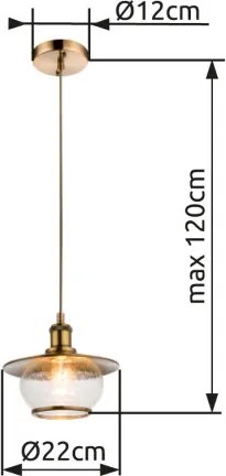 Globo 69030 Függeszték, bronz , üveg, ø: 220, H:1200, exkl. 1xE27 60W 230V