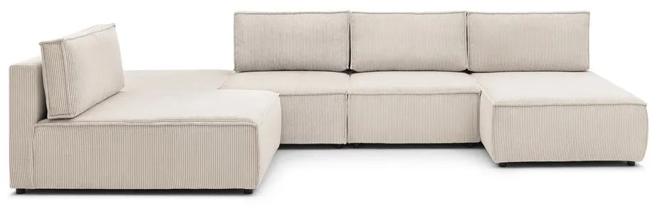 Krémszínű kordbársony sarokkanapé (variálható) Nihad modular – Bobochic Paris