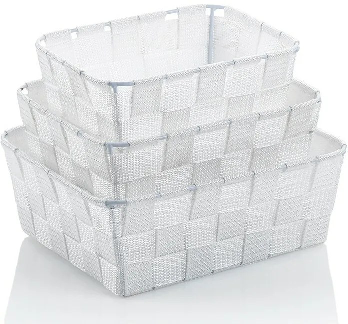 Kela Alvaro tárolókosár szett 3 darabos, fehér