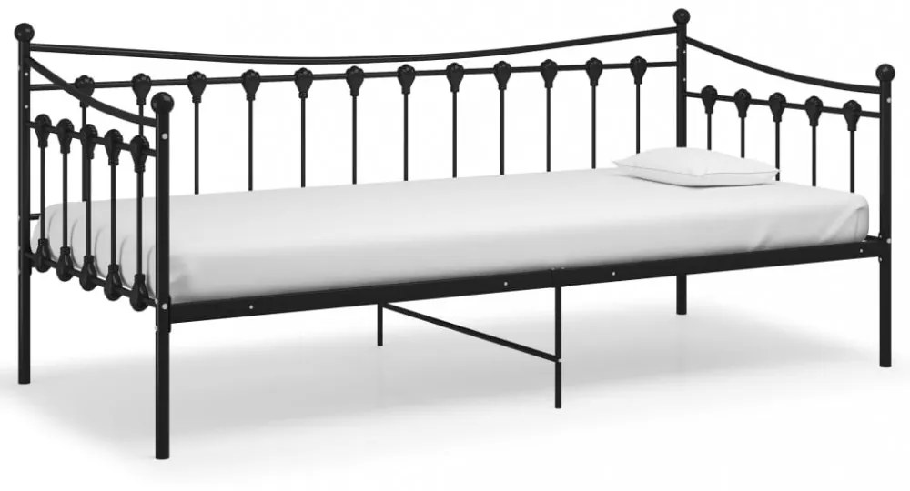 fekete fém kanapéágykeret 90 x 200 cm