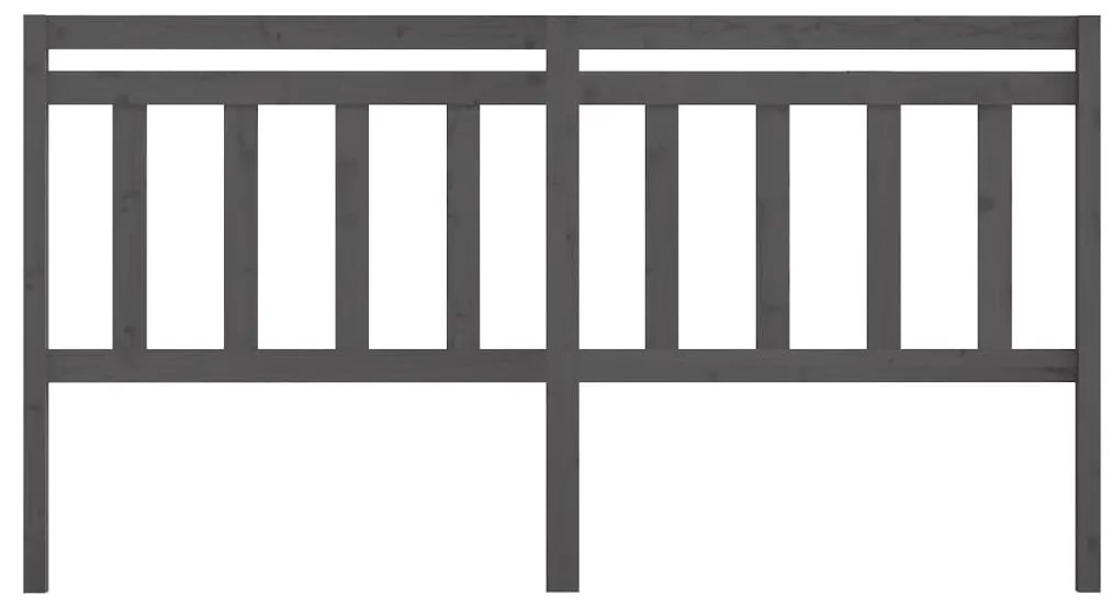 szürke tömör fenyőfa ágy fejtámla 186 x 4 x 100 cm