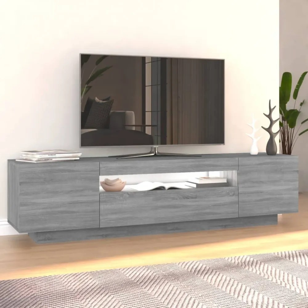 szürke sonoma színű TV-szekrény LED-lámpákkal 160x35x40 cm