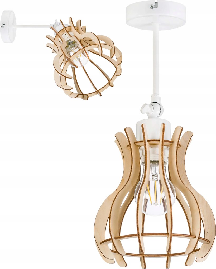 Fali lámpa E27 állítható Loft fa