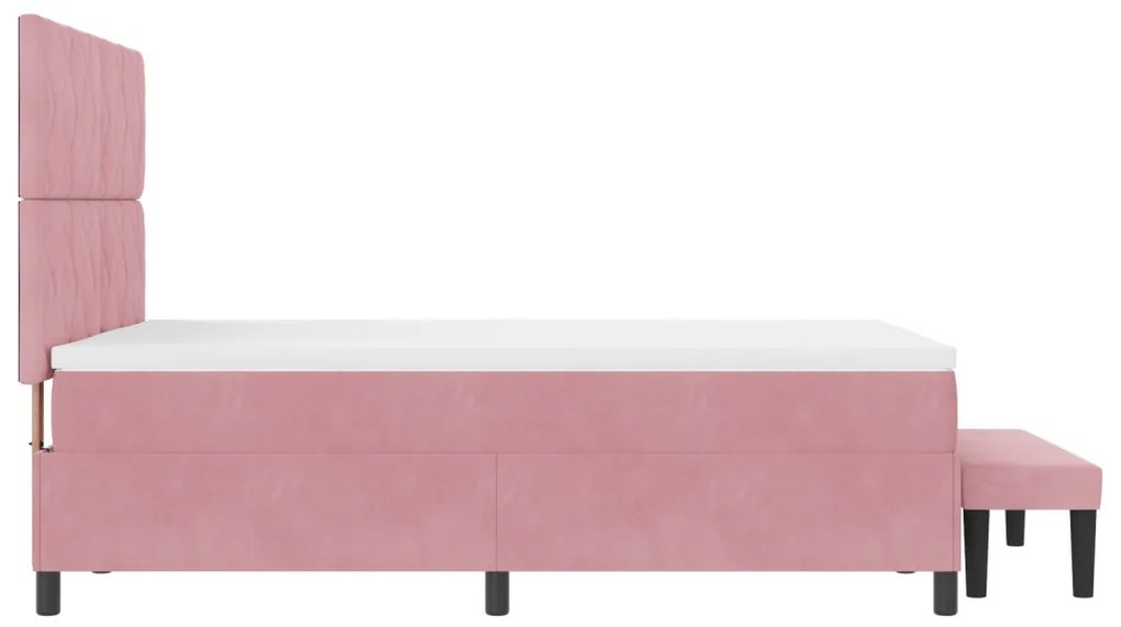 Box Spring Ágy Matraccal & Pad Rózsaszín 140x200 cm Bársony