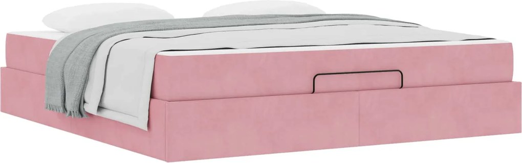 vidaXL Ágykeret matraccal matracmal 2 pcs Rózsaszín Bársony