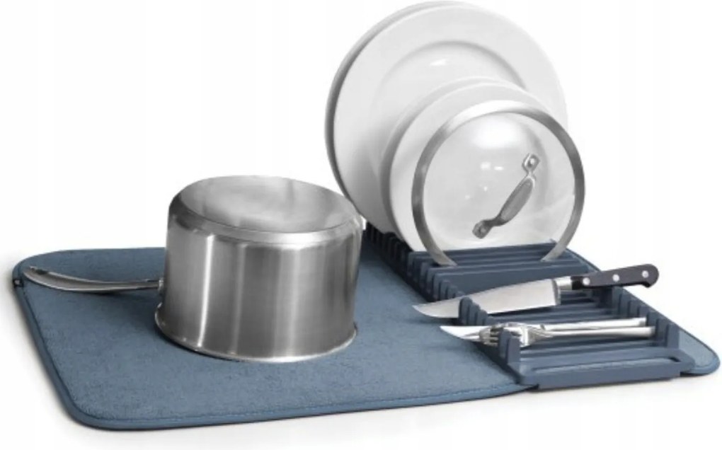 Edényszárító, kék, összecsukható csepegtető konyhaszőnyeggel Udry XX