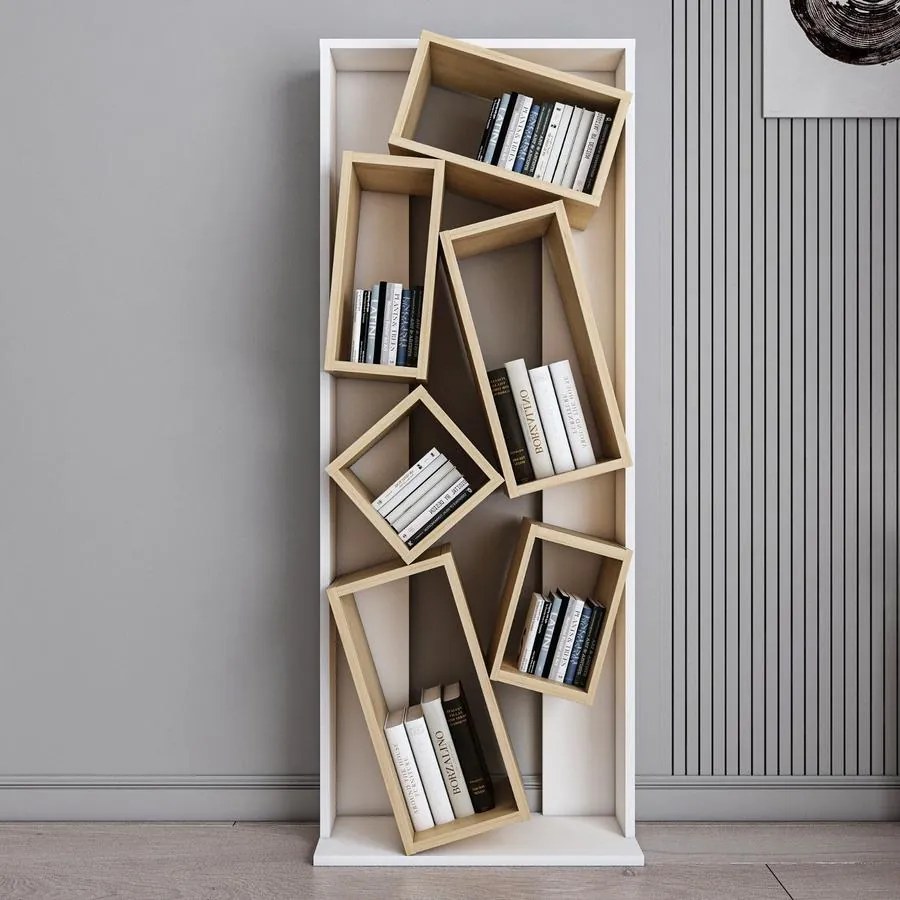 könyvespolc Carmen - White, Oak