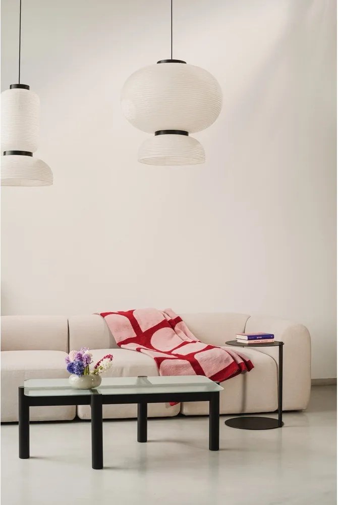 Fekete dohányzóasztal üveg asztallappal 55x105 cm Kob – noo.ma