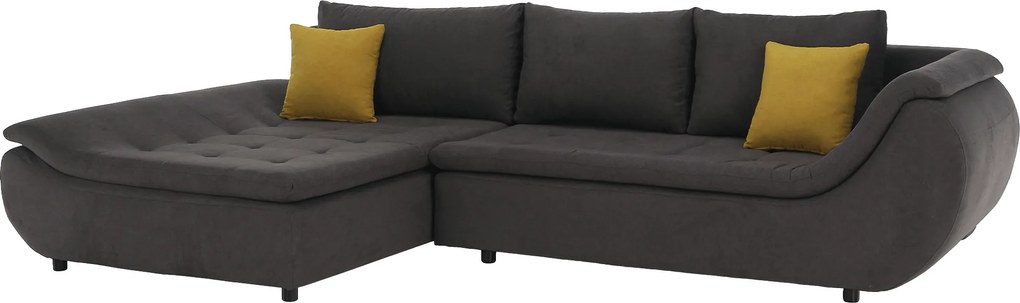 Ülőgarnitúra, szürkésbarna/sárga, szövet, balos, BRATO