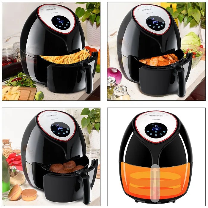 monzana® Forrólevegős fritőz FRYER 3 black – 9 az 1-ben érintőképernyővel 1850 W 6,5 l