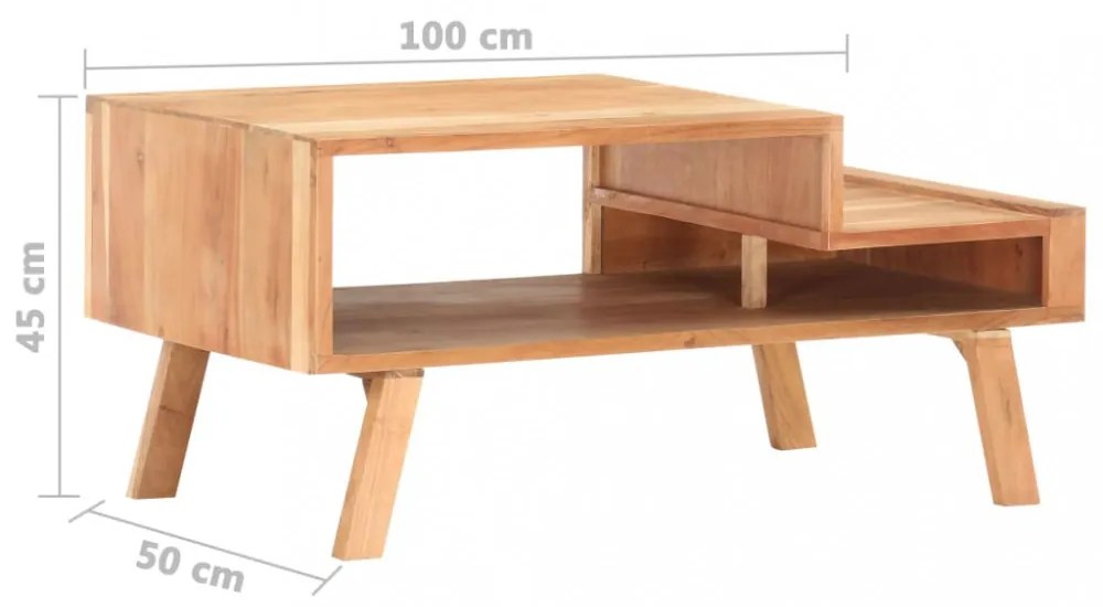tömör akácfa dohányzóasztal 100 x 50 x 45 cm