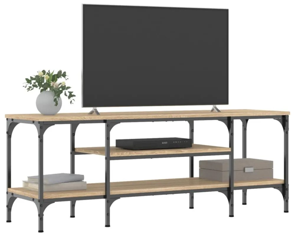 sonoma tölgy színű szerelt fa és vas TV-szekrény 121x35x45 cm