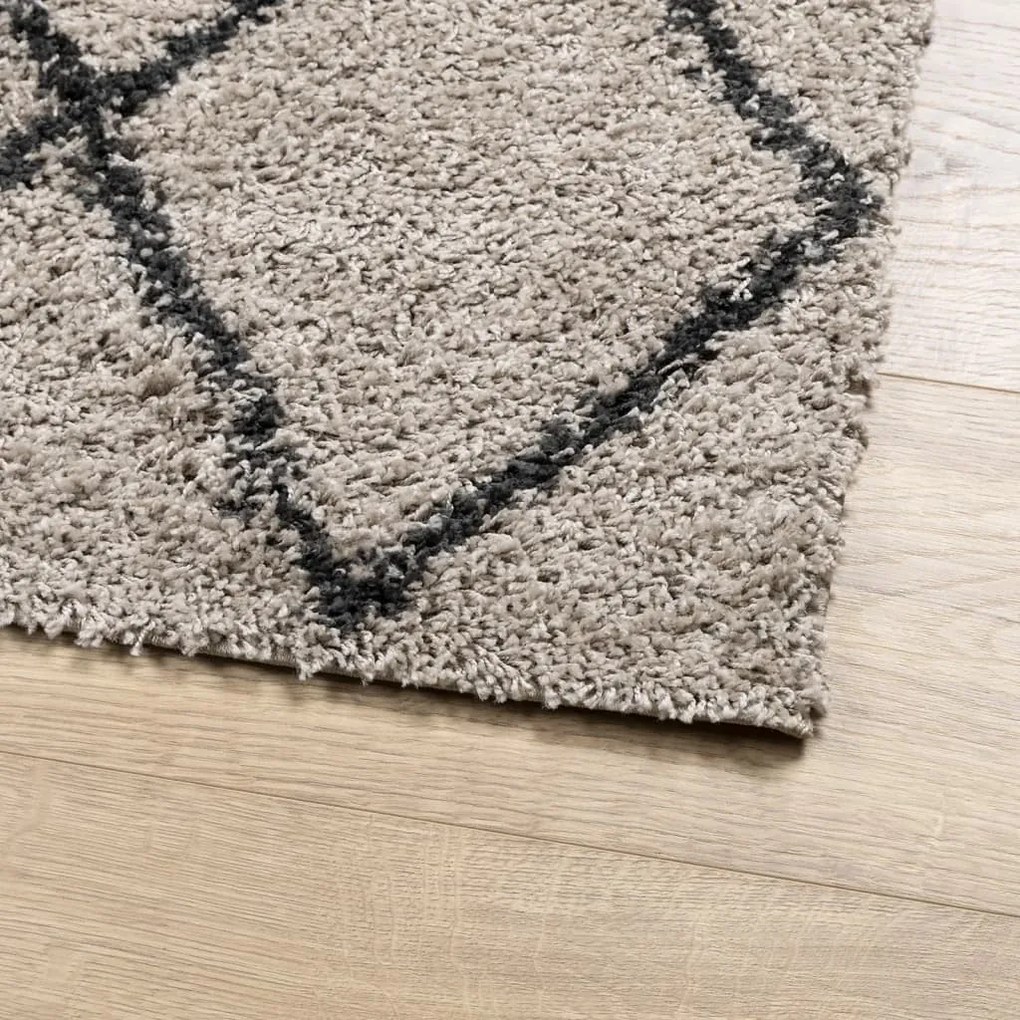PAMPLONA bézs és antracit bolyhos modern szőnyeg 80 x 250 cm