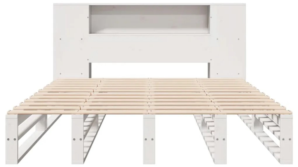 fehér tömör fa könyvespolcos ágy matrac nélkül 120 x 190 cm
