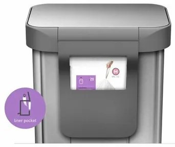 Simplehuman pedálos szemeteskosár 45 l, ezüst, 45 l