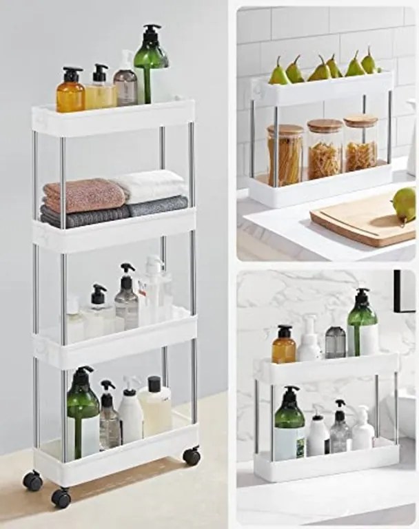 Műanyag polc kerekeken CART 13,5x42x83 cm fehér