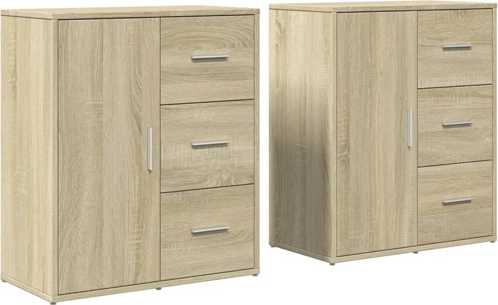 vidaXL 2 db sonoma tölgy színű szerelt fa tálalószekrény 60x31x70 cm