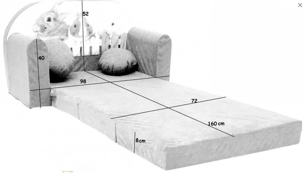 Gyerek kanapéágy 98 x 170 cm - Forma 1