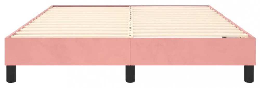rózsaszín bársony rugós ágykeret 140 x 190 cm