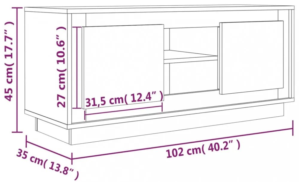 barna tölgy színű szerelt fa TV-szekrény 102x35x45 cm