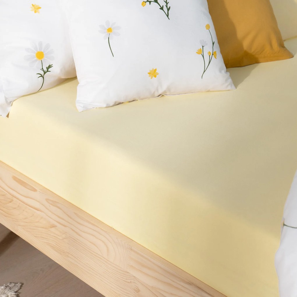 Goldea jersey körgumis lepedő - banán sárga 140 x 200 cm