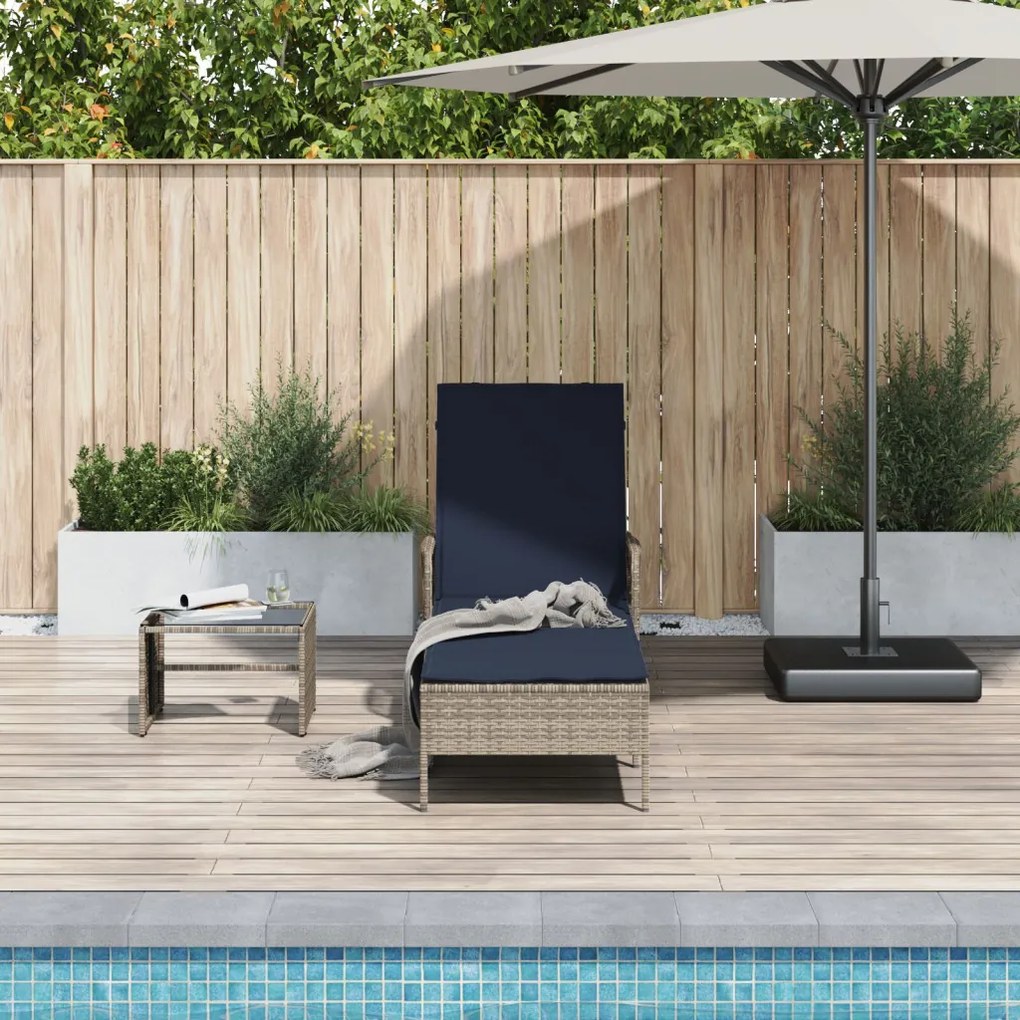 Napozóágy Szürke PE Rattan 157 x 55 x 92 cm Összecsukható
