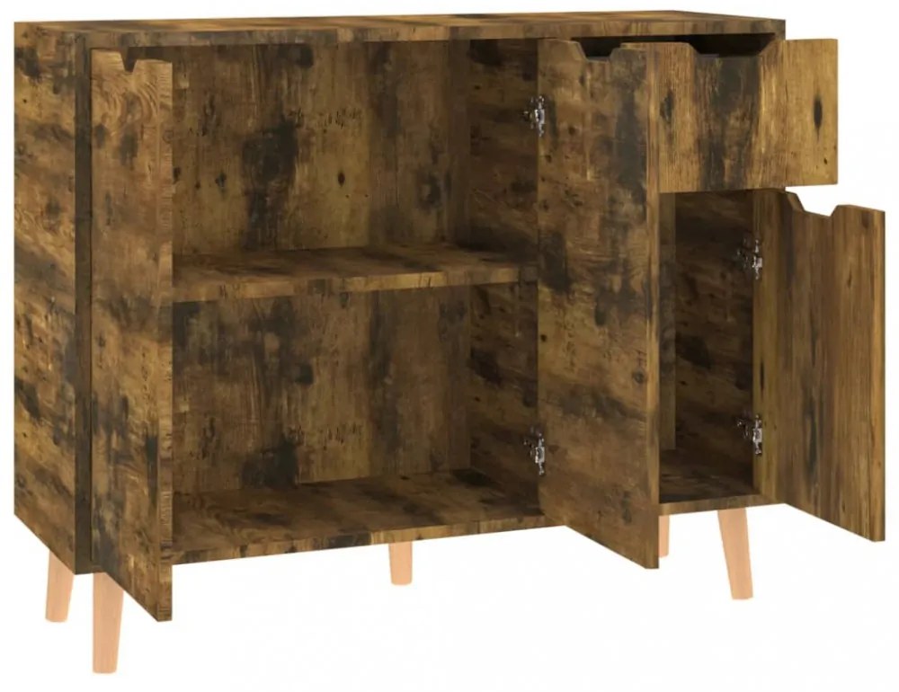 füstös tölgy színű szerelt fa tálalószekrény 90 x 30 x 72 cm