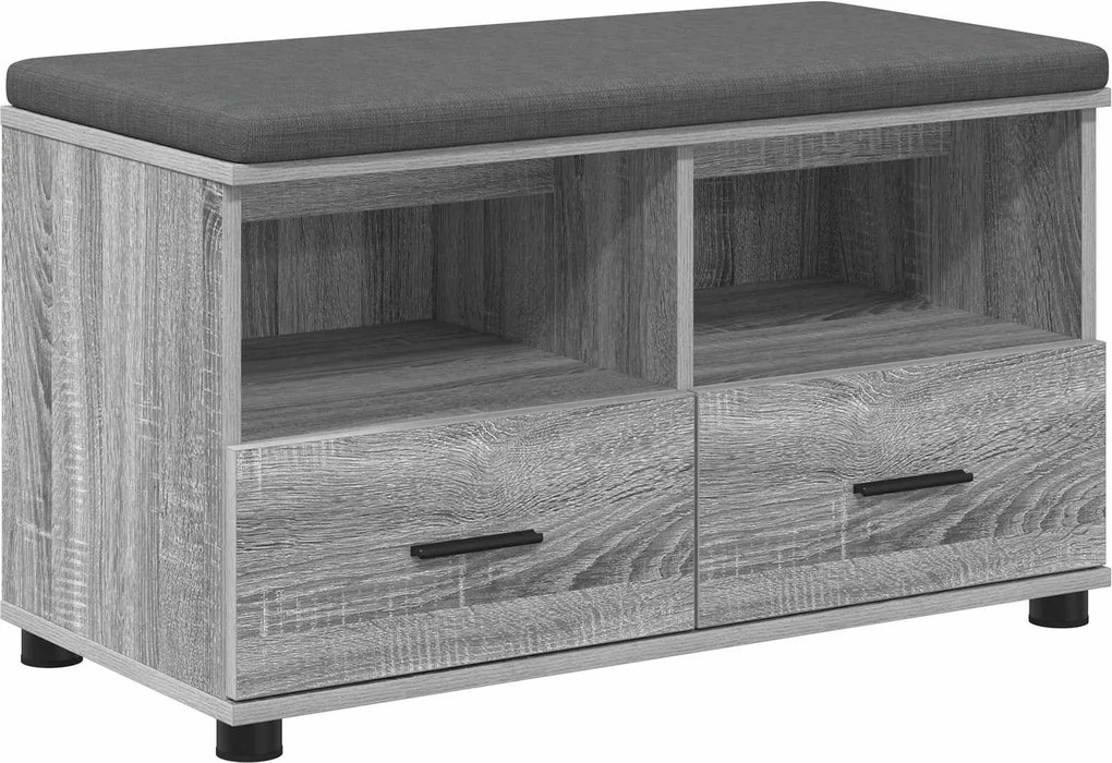 vidaXL Előtér pad Szürke Sonoma 80 x 38 x 46 cm Műanyag Fa és Szövet
