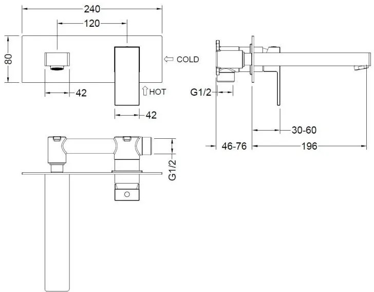 AREZZO design CUBEFIELD fali mosdócsaptelep, króm