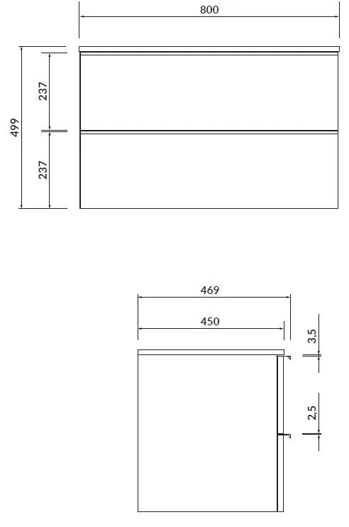 Cersanit - VIRGO függő szekrény mosogató alatt tányérral 80cm, fehér-fekete, S522-027