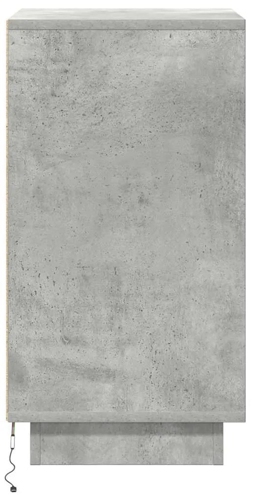 betonszürke éjjeliszekrény LED-világítással 38x34x65 cm