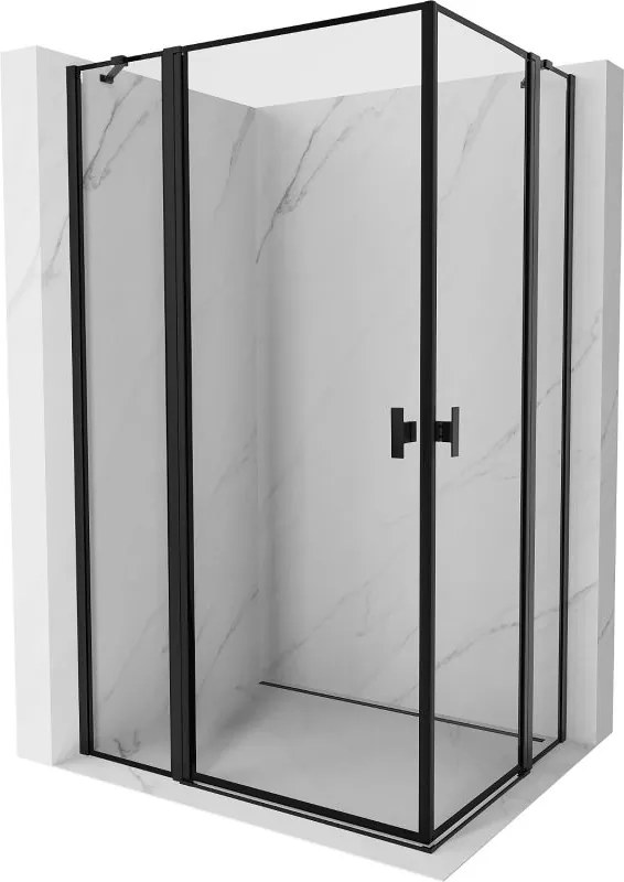 Mexen Mist Duo zuhanykabin kifelé nyíló ajtóval 90 x 70 cm, fekete kerettel, fekete - 8A4-090L-070P-70-70