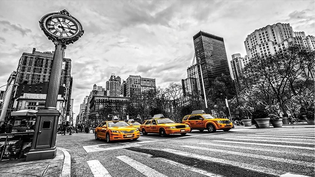 Fotótapéta New York Sárga taxi a fekete-fehér utcában 312x219 +ragasztó