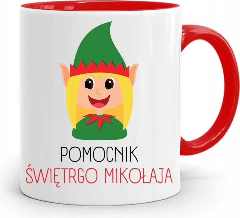 Piros Karácsonyi Bögre Mikulás Karácsonyfa Alá, fényképes nyomattal