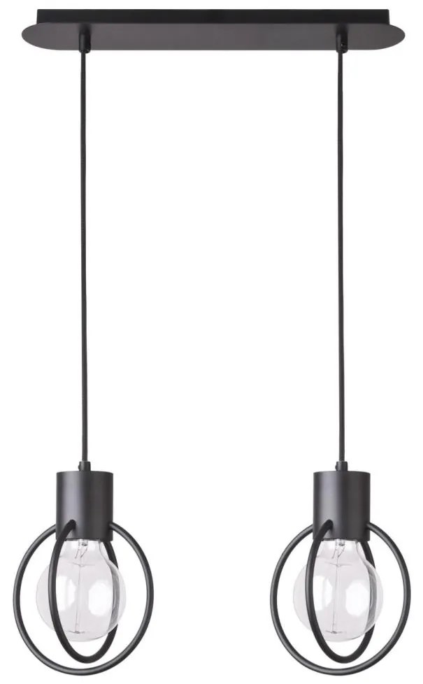 Csillár zsinóron AURA 2xE27/60W/230V fekete