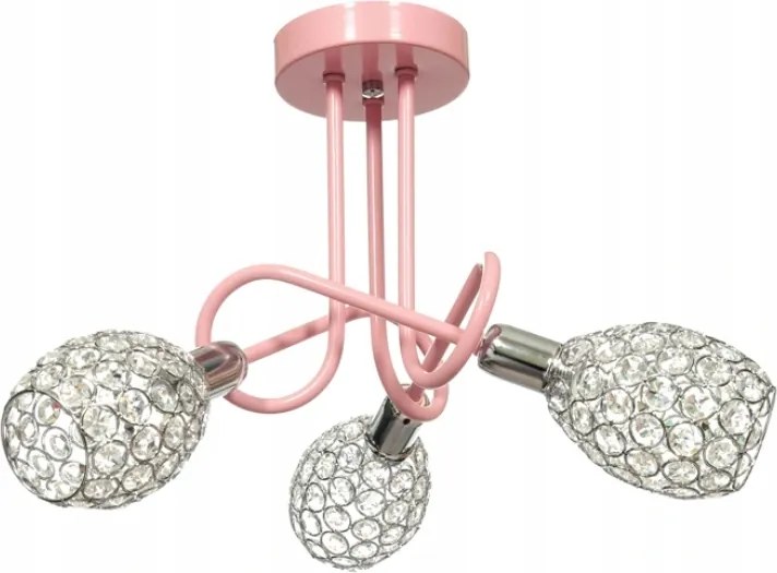 Csillár Függő lámpa Amelia 3 rózsaszín ezüst wenge