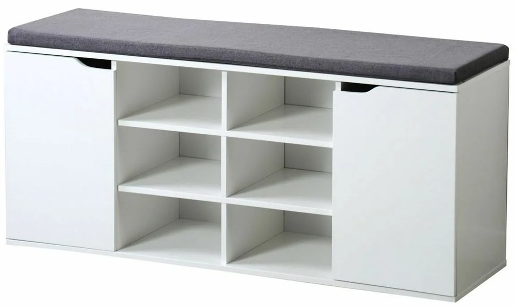 Kesper 15918 Cipőtartó ülőpárnával, fehér, 103 x48 x 30,5 cm