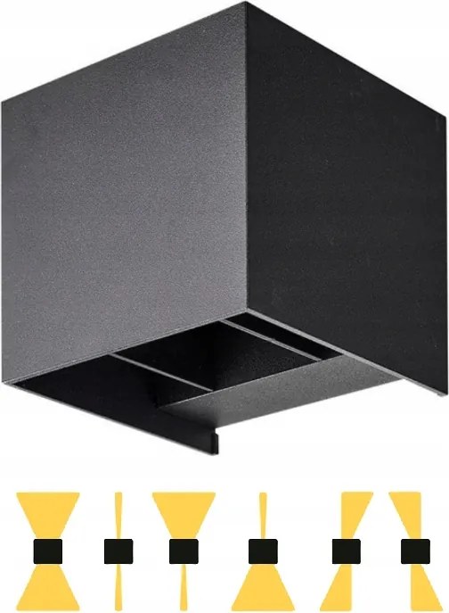 Homlokzati Kerti Lámpa Kültéri Led Fali Lámpa 6W IP54 Fekete Alumínium